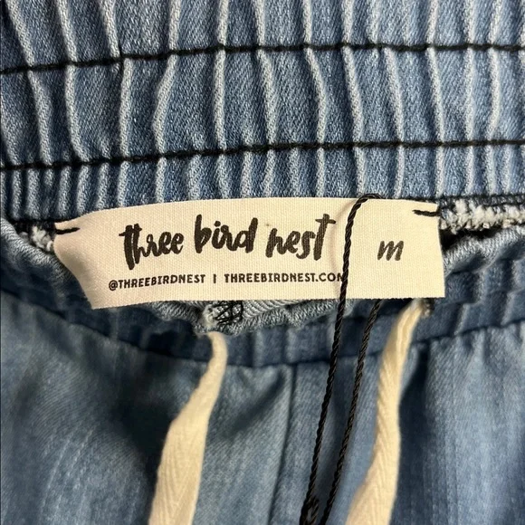 Three Bird Nest Women’s So Comfy Wide Leg Denim Pant Sz M Light Blue Boho Chic - Picture 4 of 8